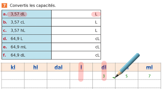 Corrigé animé de l'exercice : convertir les capacités.