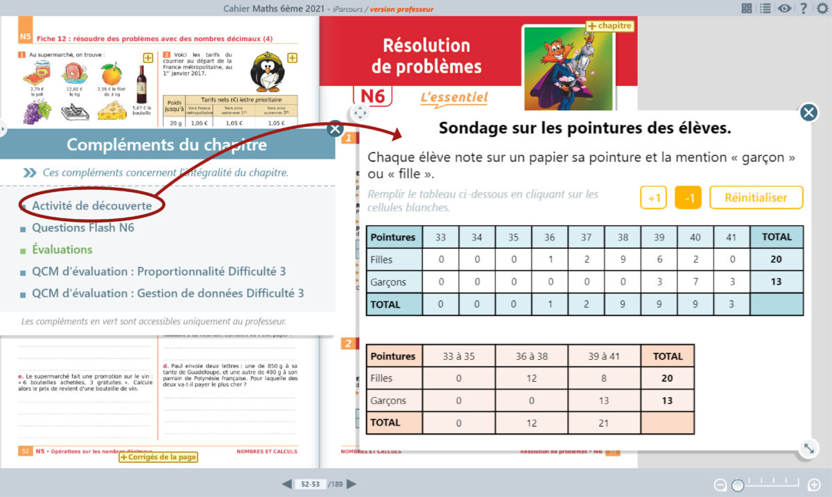 Activité de découverte - cahier numérique iParcours Maths