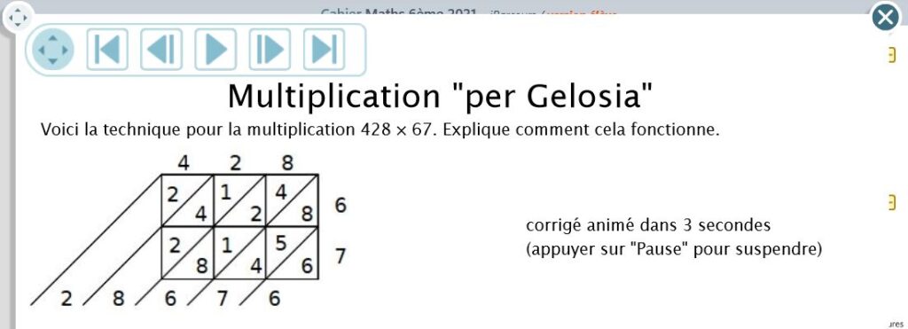 Exercice multiplication Per Gelosia.