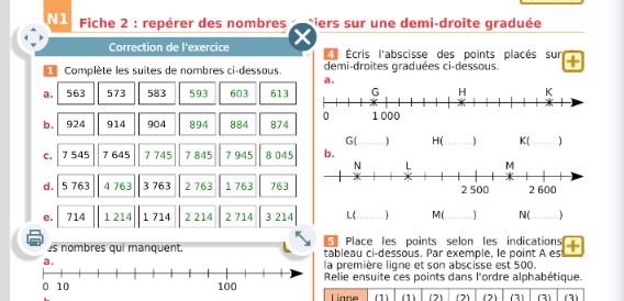 Corrigé fixe d'un exercice du cahier numérique iParcours Maths 6e 2021