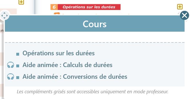 Cours du cahier numérique : les aides aides animées