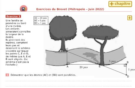 Exercices du Brevet de Maths (Métropole Juin 2022) - Cahier numérique iParcours 3e