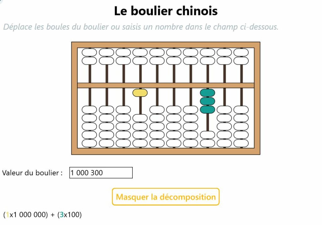 Activité de découverte de Maths Cycle 3 : le boulier chinois