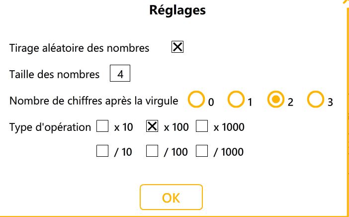 Type de réglages des outils numériques