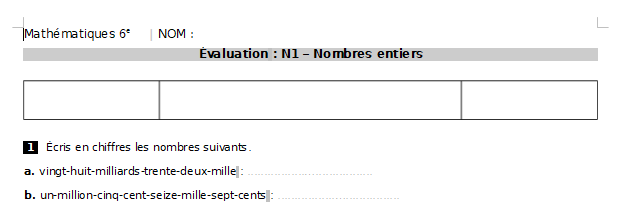 Proposition d'évaluation de Mathématiques 6e (Manuel iParcours Maths 6e) Proposition d'évaluation de Mathématiques 6e (Manuel iParcours Maths 6e)
