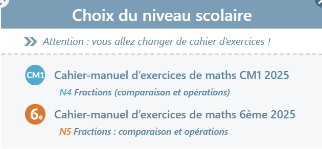 Choix de la liaison entre les cahiers iParcours Maths Choix de la liaison entre les cahiers iParcours Maths