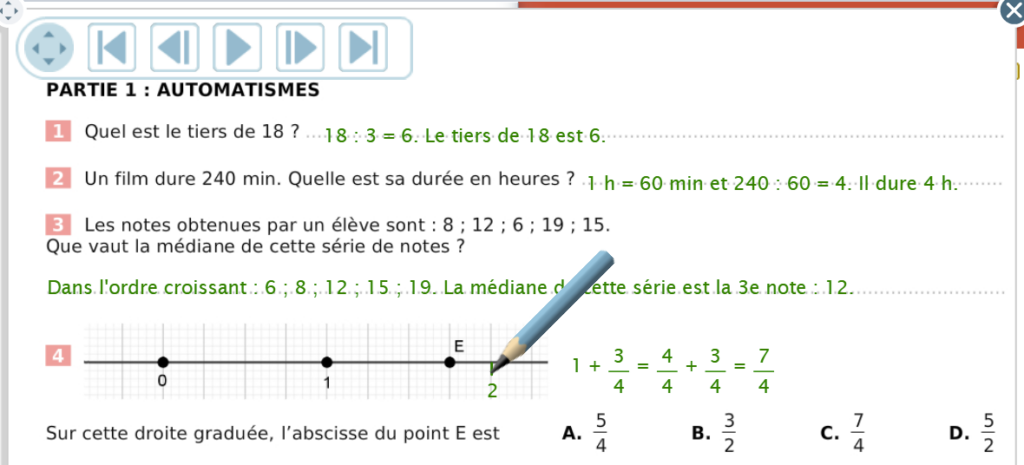 Correction animée exercice automatismes DNB Maths 2026 Correction animée exercice automatismes DNB Maths 2026