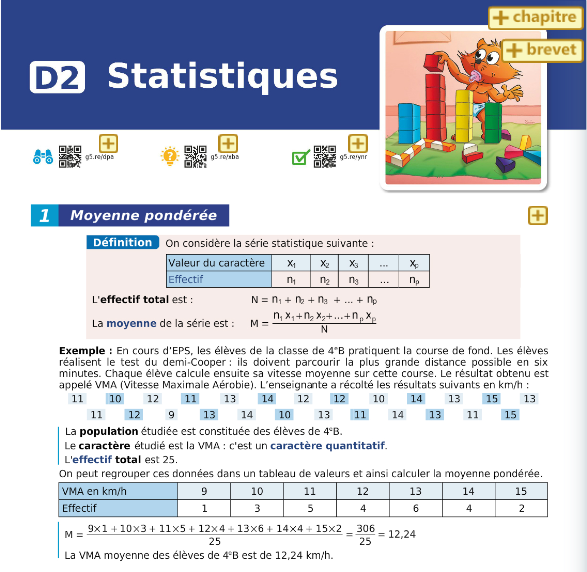 Chapitre Statistiques - cahier numérique iParcours Maths 4e Chapitre Statistiques - cahier numérique iParcours Maths 4e